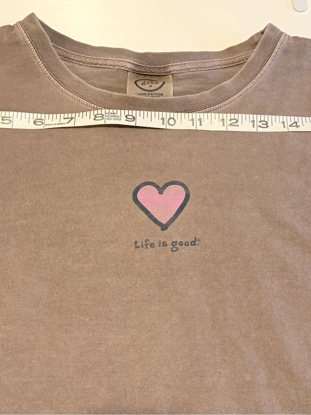 Life Is Good Taupe Long-Sleeve Tee with Pink Heart. #0089 - Picture 4 of 7